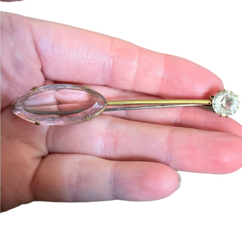Estate Czechoslovakia Pink Crystal and Rhinestone Brooch